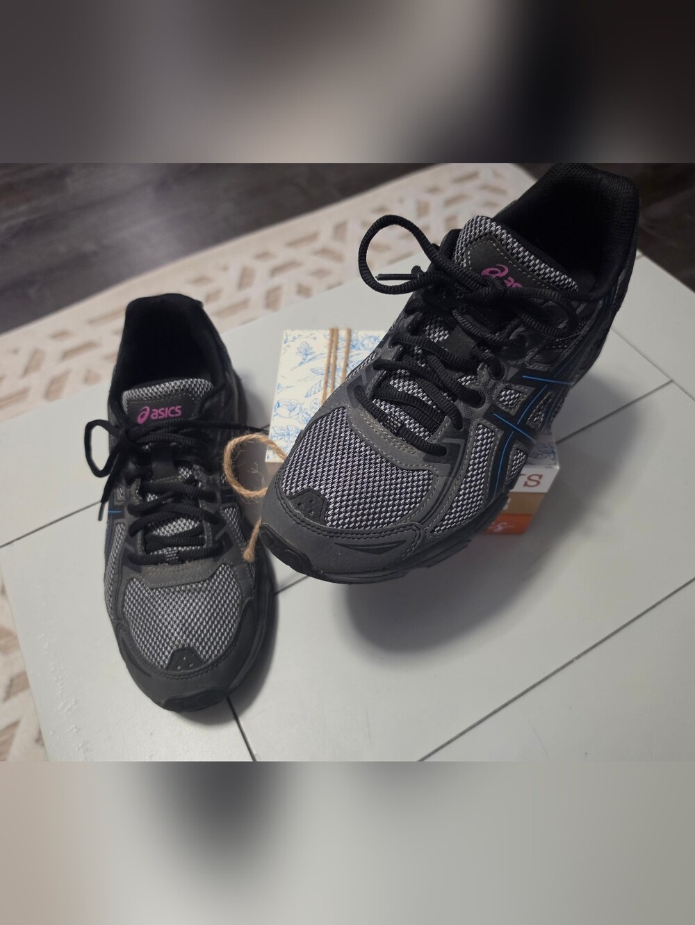 ASICS Women's Black, Gray & Pink Mesh Athletic Sneakers
